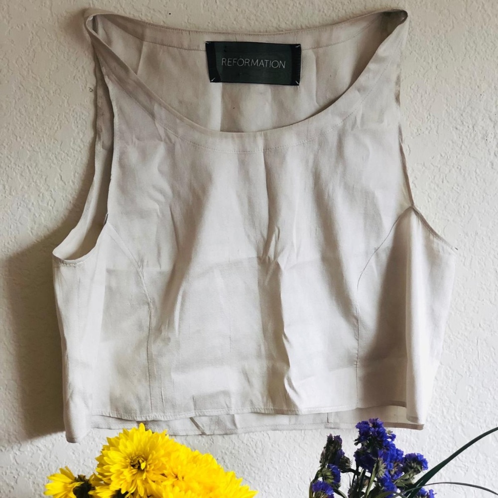 Reformation Silk Crepe Crop Top Small